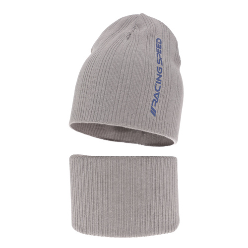 Jongens herfst/lente set muts en buissjaal, puuvillalla, grijs, katoenen, Kolorado