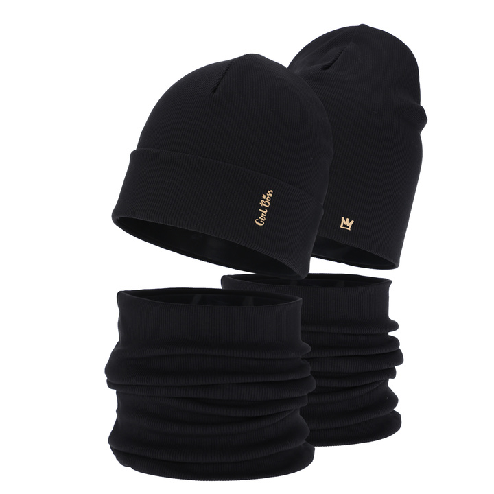 Tyttöjen syys/kevät setti: pipo ja putkihuivi, musta, puuvillasta, Carina