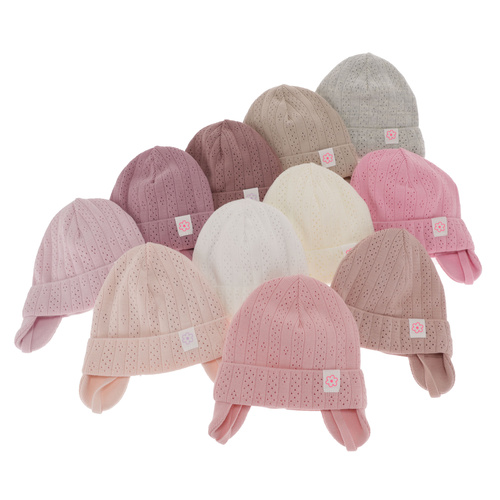 Meisjes herfst/lente muts, grijs, met bindkoorden, Lucrezia