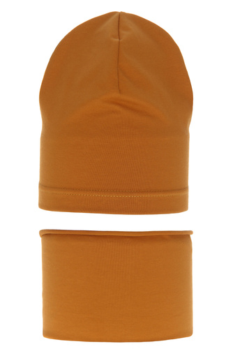 Jongens herfst/lente set muts en buissjaal, honing, katoenen, Hazel