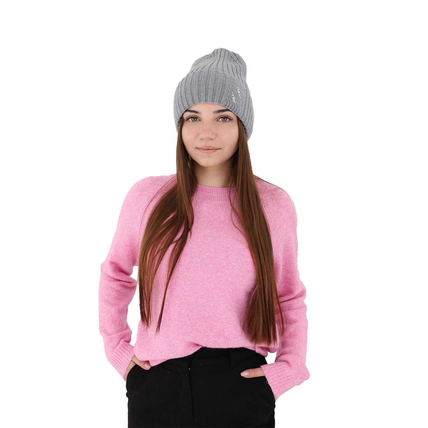 Dames wintermuts, szary, 100% Merino Wol, Ariga