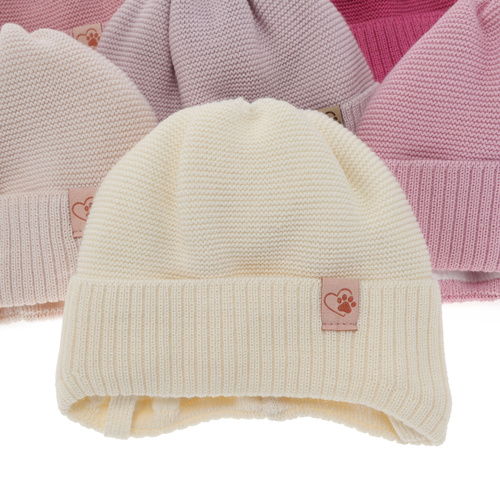 Meisjes wintermuts, roze, met bindkoorden, met merinowol, Dari