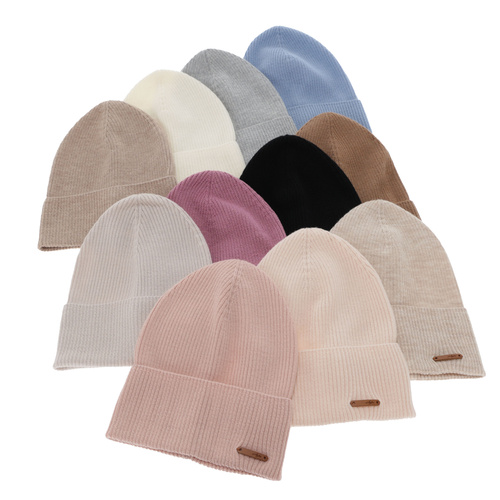 Naisten syys/kevät pipo, beige, 100% Merinovilla, Flerra