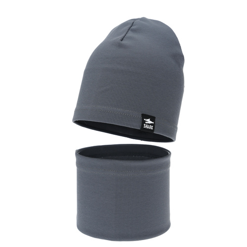 Jongens herfst/lente set muts en buissjaal, grijs, Rumel