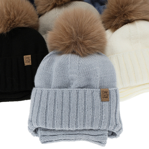 Jongens winter set, grijs, met garen pompon, Talens