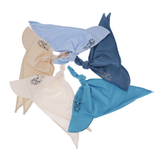 Jongens katoenen hoofddoek met klep, blauw, Robik