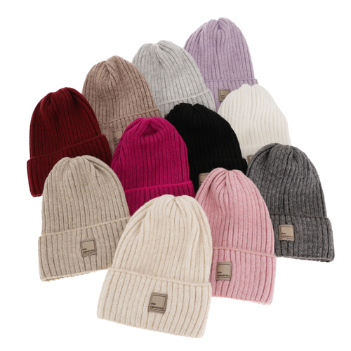 Dames wintermuts, beige, met merinowol, Benedetta