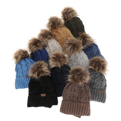 Jongens winter set, lichtgrijs, met garen pompon, Cent
