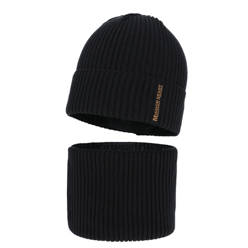 Poikien pipo ja kauluri syksy, kevät setti, , puuvillalla, musta, Norwin