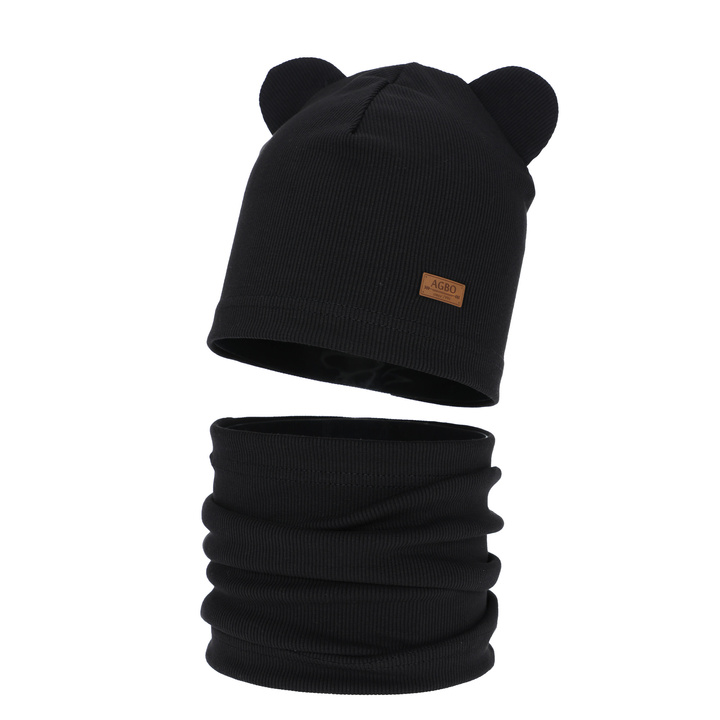 Jongens herfst/lente set muts en buissjaal, zwart, Gregory